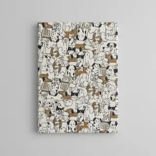 Decoration fabric Linenlook Dogs natural