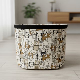 Decoration fabric Linenlook Dogs natural