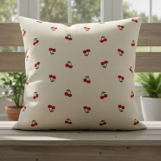 Decoration fabric Linenlook Cherries natural