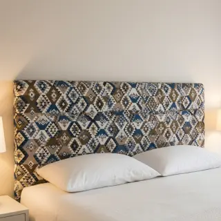 Decoration fabric jacquard Kilim cobalt havane