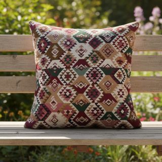 Decoration fabric jacquard Kilim fuchsia vert