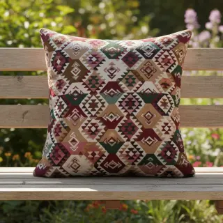 Decoration fabric jacquard Kilim fuchsia vert