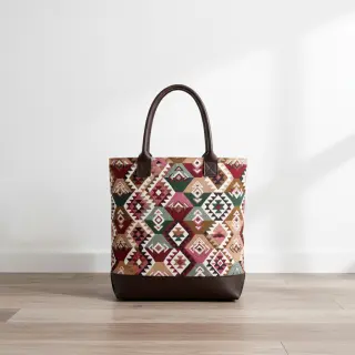 Decoration fabric jacquard Kilim fuchsia vert