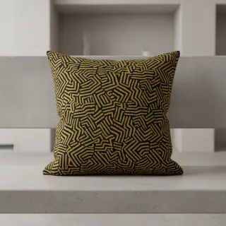 Decoration fabric jacquard Mesopotamie noir jaune