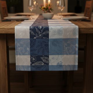 Decoration fabric FRENCH TABLE CLOTH JACQUARD Cabosse allover indigo