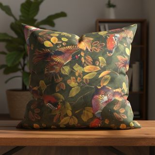 Decoration fabric VELVET Pheasant Forest Leaf