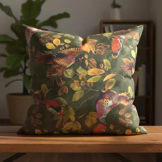 Decoration fabric VELVET Pheasant Forest Leaf