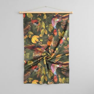 Decoration fabric VELVET Pheasant Forest Leaf