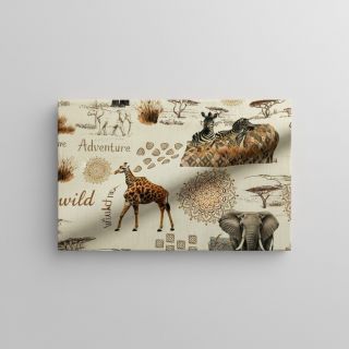 Decoration fabric premium Linenlook Wildlife Safari Trip digital print