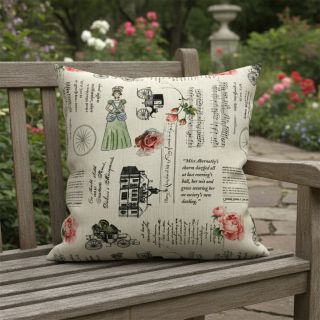 Decoration fabric premium Linenlook Regal Newspaper digital print