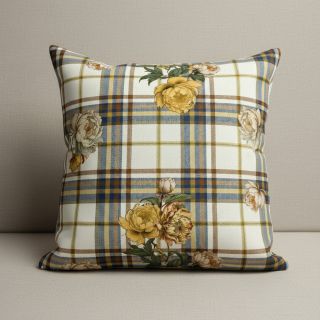 Decoration fabric premium Linenlook Classic Peony Check digital print