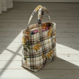 Decoration fabric premium Linenlook Classic Peony Check digital print