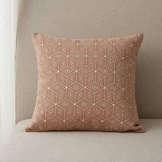 Decoration fabric Linenlook Blocks 3D Illusion cherry