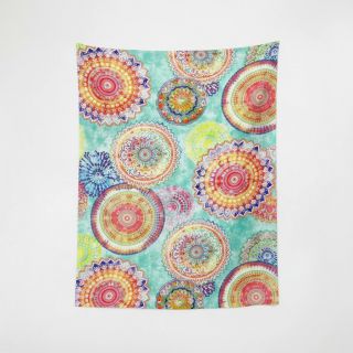Outdoor decoration fabric teflon MANDALA WATERCOLOUR GREEN