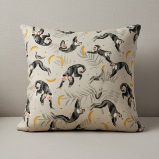 Decoration fabric Linenlook Monkey Bananas