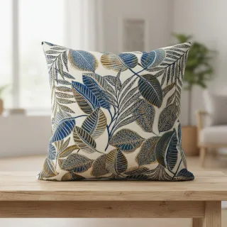 Decoration fabric jacquard Cacao allover bleu
