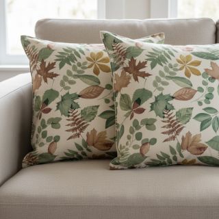 Decoration fabric premium Linenlook Coloured Leaf Mix digital print