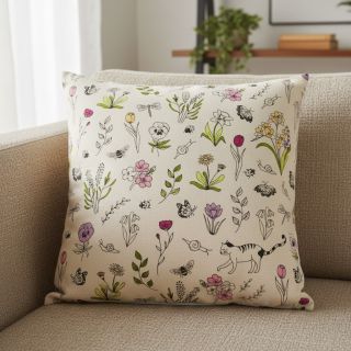 Decoration fabric Linenlook Spring Doodle Time