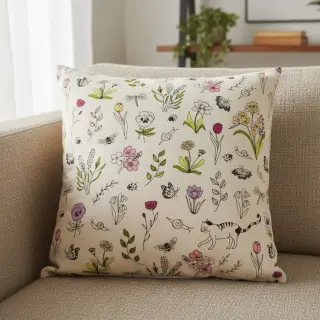 Decoration fabric Linenlook Spring Doodle Time