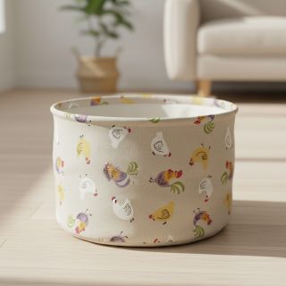 Decoration fabric Linenlook Rooster And Chick