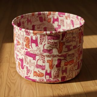 Decoration fabric Linenlook Cat Wildlife Art pink