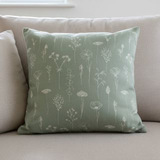Decoration fabric Linenlook Fine Fragile Flower old green
