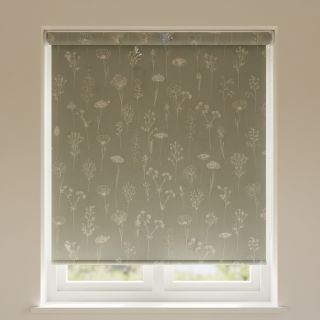 Decoration fabric Linenlook Fine Fragile Flower old green