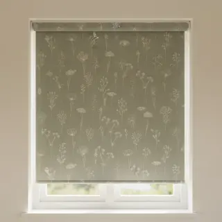 Decoration fabric Linenlook Fine Fragile Flower old green