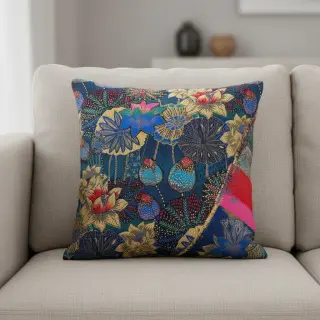 Decoration fabric jacquard Opium allover bleu