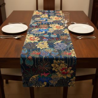 Decoration fabric jacquard Opium allover bleu