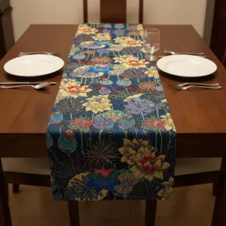 Decoration fabric jacquard Opium allover bleu