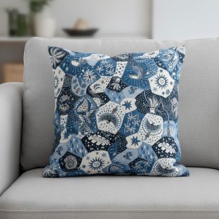 Decoration fabric jacquard Tucan allover bleu