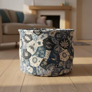 Decoration fabric jacquard Tucan allover bleu
