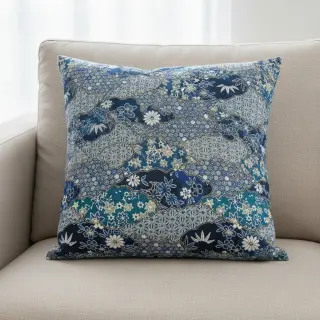 Decoration fabric jacquard Nuage allover bleu