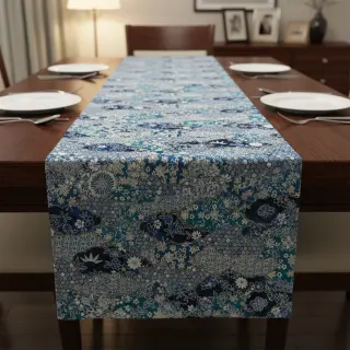 Decoration fabric jacquard Nuage allover bleu