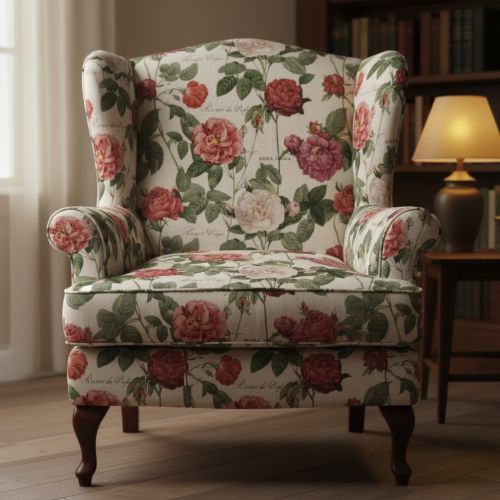 Decoration fabric Linenlook premium Vintage Rose Garden digital print