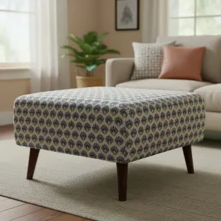 Decoration fabric Linenlook Graphic Peacock