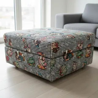Decoration fabric Vegan black check digital print