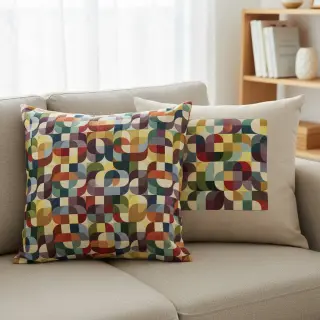 Decoration fabric PREMIUM GOBELIN Graphic retro shapes