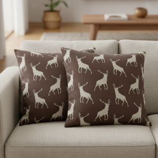 Decoration fabric Linenlook Hunting deer silhouette