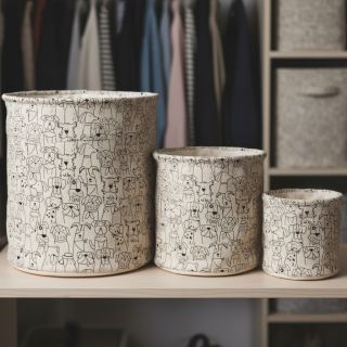 Decoration fabric Linenlook Dog cartoon line