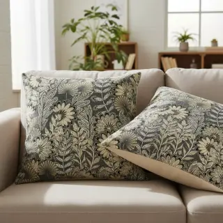 Decoration fabric jacquard Boho leaves