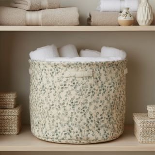 Decoration fabric Linenlook Little eucalyptus