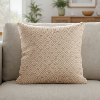 Decoration fabric Linenlook Art deco cubes rose metallic premium