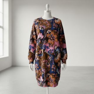 Sweat fabric Flowers Mici brown digital print