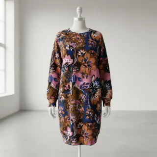 Sweat fabric Flowers Mici brown digital print
