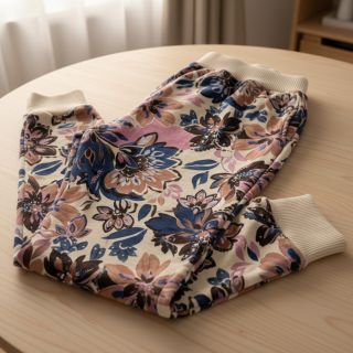 Sweat fabric Flowers Mici ecru digital print