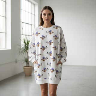 Sweat fabric Dogs and hearts off white