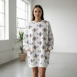 Sweat fabric Dogs and hearts off white