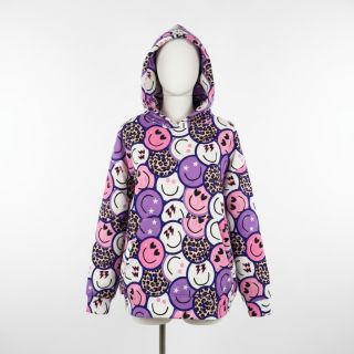 Sweat fabric Happy faces purple digital print